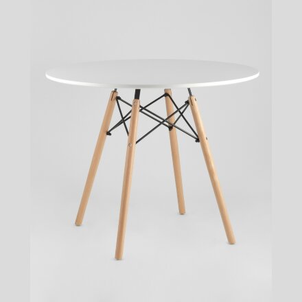 Стол обеденный Eames DSW D90, столешница МДФ, ножки массив бука 