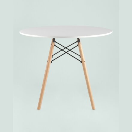 Стол обеденный Eames DSW D90, столешница МДФ, ножки массив бука 