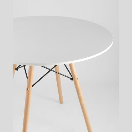 Стол обеденный Eames DSW D90, столешница МДФ, ножки массив бука 