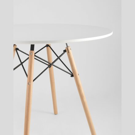 Стол обеденный Eames DSW D90, столешница МДФ, ножки массив бука 