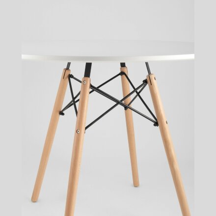 Стол обеденный Eames DSW D90, столешница МДФ, ножки массив бука 
