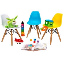 Стул Stool Group DSW детский голубой, полипропилен, сталь, натуральный массив бука