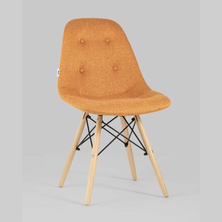 Стул Stool Group DSW SOFT оранжевый обивка рогожка ножки массив бука металлический каркас 