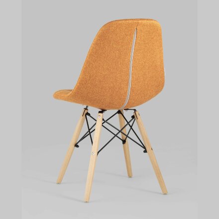 Стул Stool Group DSW SOFT оранжевый обивка рогожка ножки массив бука металлический каркас 