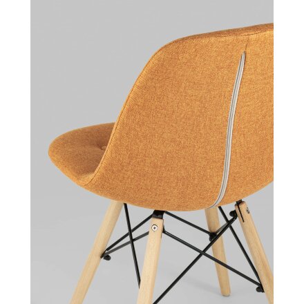 Стул Stool Group DSW SOFT оранжевый обивка рогожка ножки массив бука металлический каркас 
