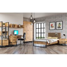 Кровать Iris 90х200 металл дуб вотан / черный муар