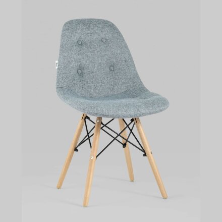 Стул Stool Group DSW SOFT серо-голубой обивка рогожка ножки массив бука металлический каркас 