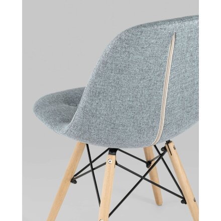 Стул Stool Group DSW SOFT серо-голубой обивка рогожка ножки массив бука металлический каркас 
