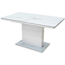Стол ALTA 140 GREY-WHITE MARBLE/ WHITE глазурованное стекло М-City