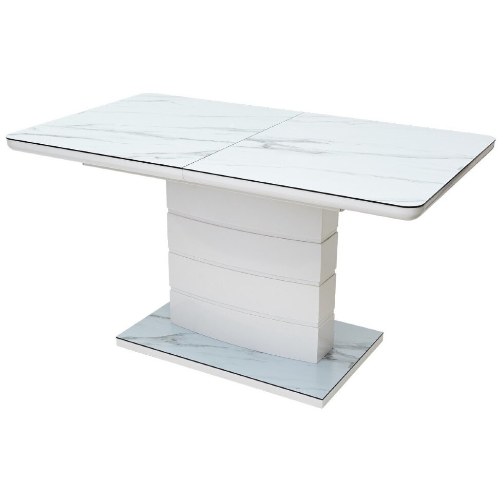 Стол ALTA 140 GREY-WHITE MARBLE/ WHITE глазурованное стекло М-City Стол ALTA 140 GREY-WHITE MARBLE/ WHITE глазурованное стекло М-City