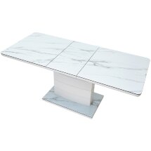 Стол ALTA 140 GREY-WHITE MARBLE/ WHITE глазурованное стекло М-City
