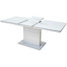 Стол ALTA 140 GREY-WHITE MARBLE/ WHITE глазурованное стекло М-City
