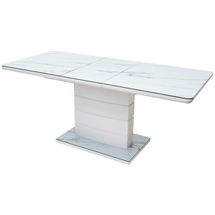 Стол ALTA 140 GREY-WHITE MARBLE/ WHITE глазурованное стекло М-City 