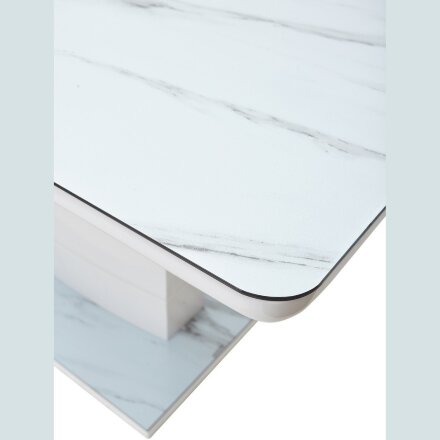 Стол ALTA 140 GREY-WHITE MARBLE/ WHITE глазурованное стекло М-City 