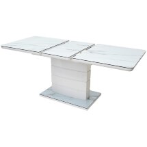 Стол ALTA 140 GREY-WHITE MARBLE/ WHITE глазурованное стекло М-City