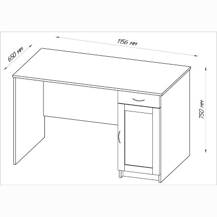 Стол письменный однотумбовый, с одним ящиком КАСТОР 