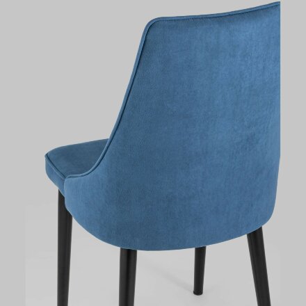 Стул Stool Group Ларго темно-синий обивка велюр матовый ножки из металла цвет черный 