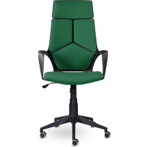 Кресло офисное / IQ  / (black plastic green) черный пластик / зеленая ткань
