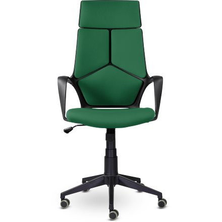 Кресло офисное / IQ  / (black plastic green) черный пластик / зеленая ткань 