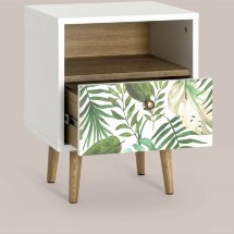 Тумбочка Stool Group Berber с открытой полкой и одним ящиком 4 принт ножки массив ясеня.