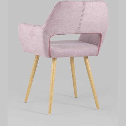 Стул Stool Group Кромвель розовый, широкая эргономичная спинка, удобные подлокотники, обивка плотная ткань, метал 