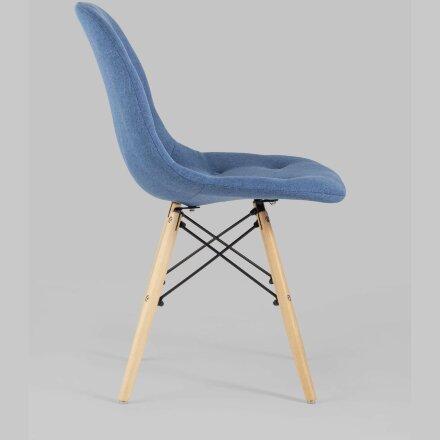 Стул Stool Group DSW SOFT синий обивка рогожка ножки массив бука металлический каркас 