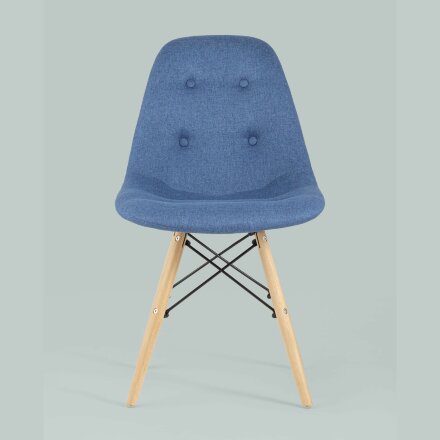 Стул Stool Group DSW SOFT синий обивка рогожка ножки массив бука металлический каркас 