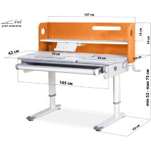 Детский стол Mealux Denver Orange  арт.BD-660 OR  - столешница белая/ножки белые с серыми накладками  одна коробка