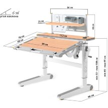 Детский стол Mealux Ergowood - L Multicolor  полка BD P-18 MG  арт.BD-810 MG/MC Energy   BD P-18 MG - столешница клен / накладки на ножках серые  коробок-3 шт.