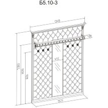 Прихожая с 6 крючками с узким зеркалом и полкой Б5.10-3