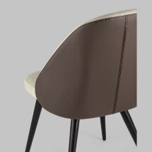 Стул Stool Group Альдо обивка экокожа коричневый рогожка серый ножки металл