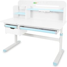 Детский стол Ergokids Bravo Max Plus White/Blue  арт. TH-360 Max Plus WG/BL  - столешница белая / накладки на ножках голубые  коробок-3 шт.