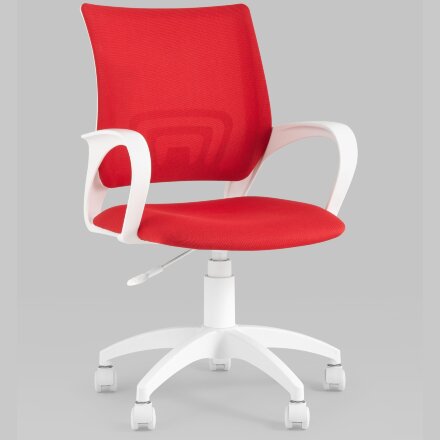 Кресло офисное TopChairs ST-BASIC-W красная ткань крестовина белый пластик 