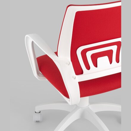 Кресло офисное TopChairs ST-BASIC-W красная ткань крестовина белый пластик 