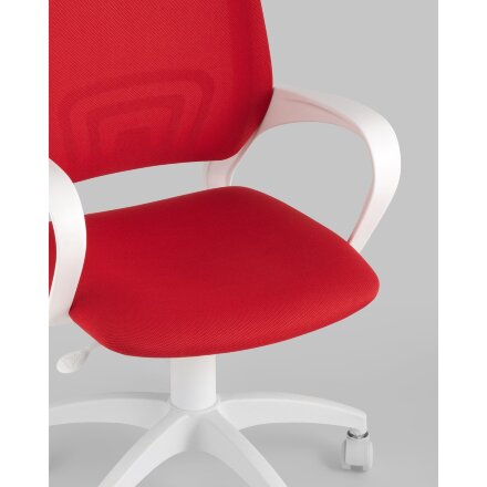 Кресло офисное TopChairs ST-BASIC-W красная ткань крестовина белый пластик 