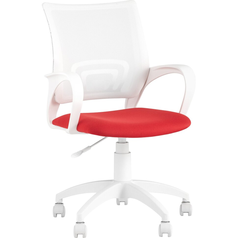 Кресло офисное TopChairs ST-BASIC-W красная ткань крестовина белый пластик Кресло офисное TopChairs ST-BASIC-W красная ткань крестовина белый пластик