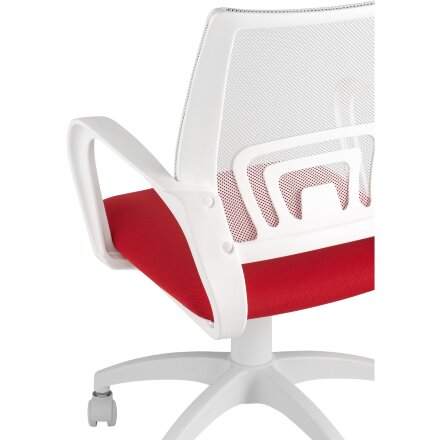 Кресло офисное TopChairs ST-BASIC-W красная ткань крестовина белый пластик 