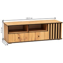 ТВ-тумба Либерти 51.06 дуб вотан / черный / профиль Masa Decor дуб вотан