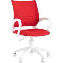 Кресло офисное Stool Group Topchairs ST-BASIC-W спинка белая сетка сиденье красная ткань крестовина белый пластик