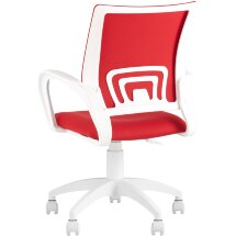 Кресло офисное Stool Group Topchairs ST-BASIC-W спинка белая сетка сиденье красная ткань крестовина белый пластик