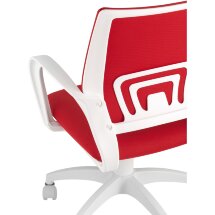 Кресло офисное Stool Group Topchairs ST-BASIC-W спинка белая сетка сиденье красная ткань крестовина белый пластик