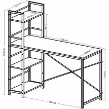 Стол на металлокаркасе BRABIX &quot;LOFT CD-005&quot;, 1200х520х1200 мм, 3 полки, цвет дуб антик, 641222