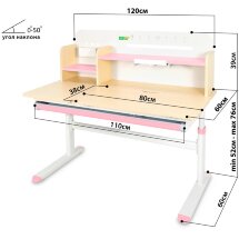 Детский стол Ergokids Bravo Max Maple/Pink  арт. TH-360 Max MG/PN  - столешница клён / накладки на ножках розовые  коробок-2 шт.