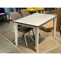 Стол DF511T matte white marble/white 1200(+500)*800   ЭКСКЛЮЗИВ (Образец из салона)