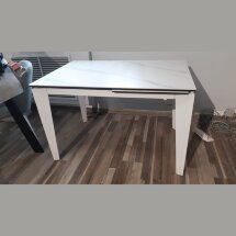 Стол DF511T matte white marble/white 1200(+500)*800   ЭКСКЛЮЗИВ (Образец из салона)