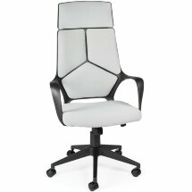 Кресло офисное / IQ / (black+grey) черный пластик / светло серая ткань