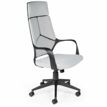 Кресло офисное / IQ / (black+grey) черный пластик / светло серая ткань