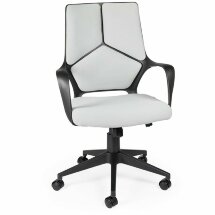 Кресло офисное / IQ / (black+grey) черный пластик / светло серая ткань
