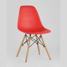 Стул Eames SIMPLE DSW красный, литой полипропилен, стальной каркас, натуральный массив бука