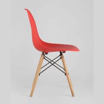 Стул Eames SIMPLE DSW красный, литой полипропилен, стальной каркас, натуральный массив бука